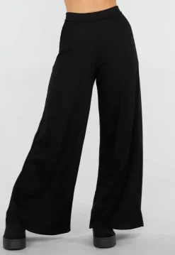 Zwarte Lounge Broek met Wijde Pijpen