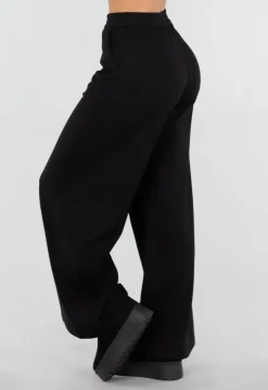 Zwarte Lounge Broek met Wijde Pijpen
