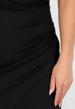 Zwarte Maxi Jurk met Col en Split