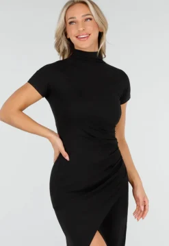 Zwarte Maxi Jurk met Col en Split