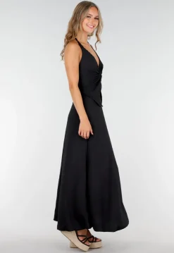 Zwarte Maxi Set met V-Hals en Stretch