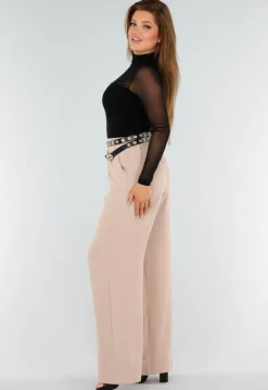Zwarte Mesh Top Met Hoge Hals en Lange Mouwen