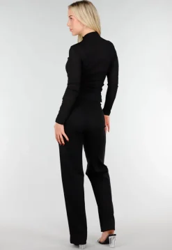 Zwarte Mesh Top met Lange Mouw