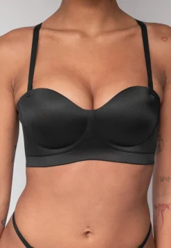 Zwarte Naadloze Push Up Bh met Afneembare bandjes