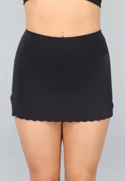 Zwarte Naadloze Skort met Geschulpte Rand