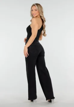Zwarte One Shoulder Body met Drapering in Mesh Stretch