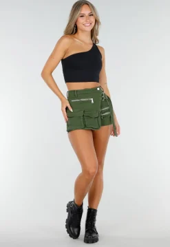 Zwarte One Shoulder Sporttop met Pads en Open Cut-out Rug en Strakke Pasvorm