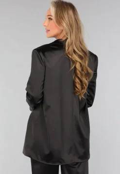 Zwarte Oversized Satin Blazer