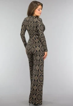 Zwarte Overslag Jumpsuit met Bruin Ruit Patroon