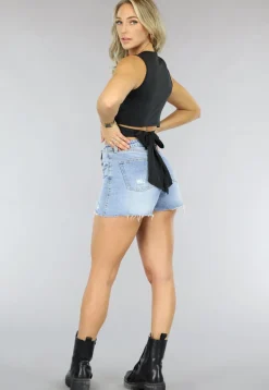 Zwarte Overslag Top met Cut Out