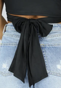Zwarte Overslag Top met Cut Out