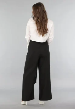 Zwarte Pantalon met Antraciet Strikdetail