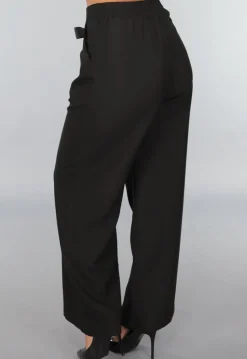 Zwarte Pantalon met Antraciet Strikdetail