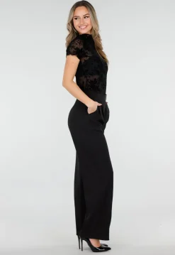 Zwarte Pantalon met Goudkleurige Gesp