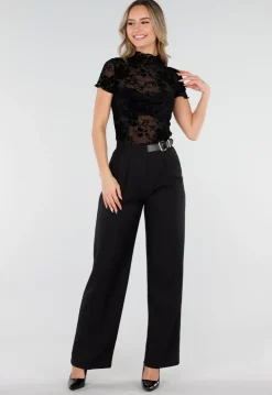 Zwarte Pantalon met Goudkleurige Gesp
