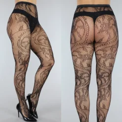 Zwarte Panty met Fossil Print
