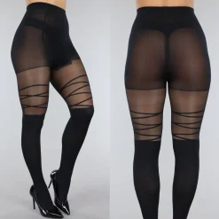 Zwarte Panty met Streepdetail