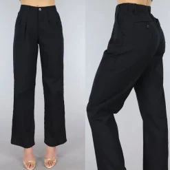 Zwarte Paperbag Broek met Geplooide Taille