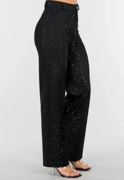 Zwarte Petite Glitter Super Stretch Pantalon met Riemlusjes
