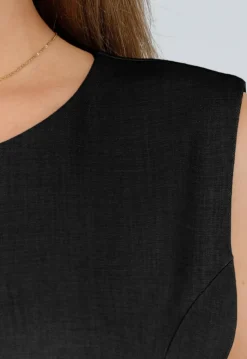 Zwarte 2-Piece Set met Mouwloze Top en Rechte Wijde Broek