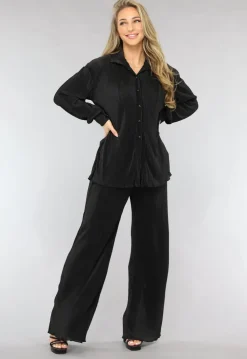 Zwarte Plissé Co Ord Set
