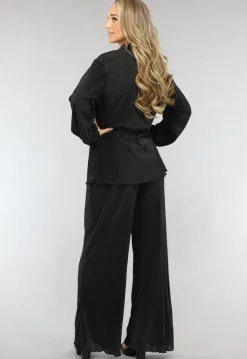 Zwarte Plissé Co Ord Set