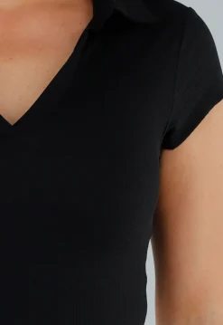 Zwarte Polo met Stretch en Structuur
