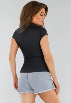 Zwarte Polo met Stretch en Structuur