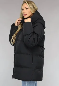 Zwarte Puffer Jas met Afritsbare Capuchon