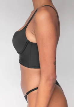 Zwarte Push Up BH met V Hals en Lage Rug
