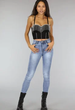 Zwarte Push Up Glamour Bustier