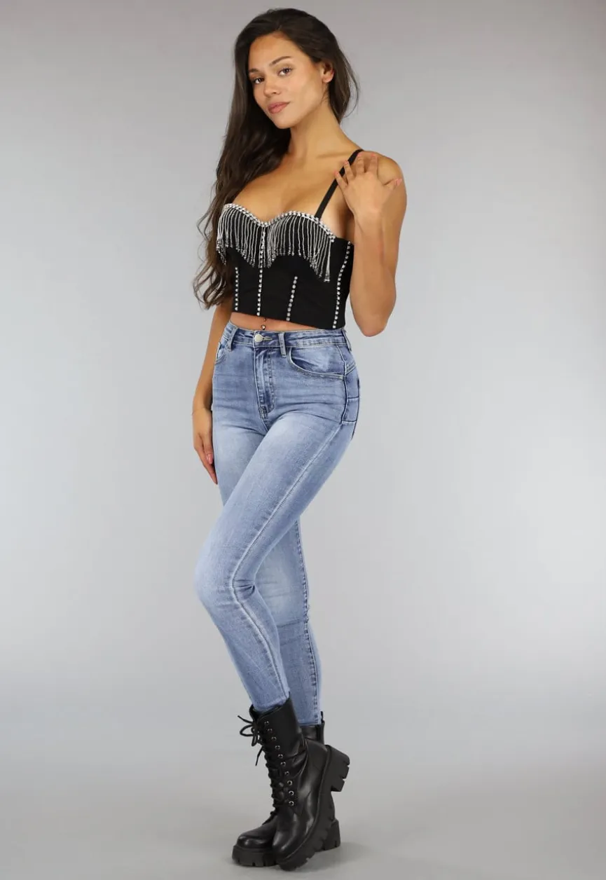 Zwarte Push Up Glamour Bustier