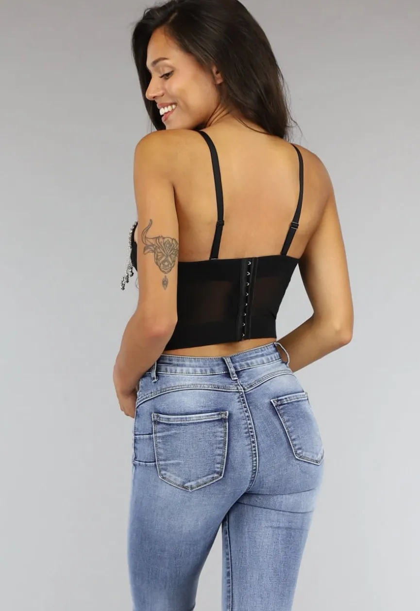 Zwarte Push Up Glamour Bustier