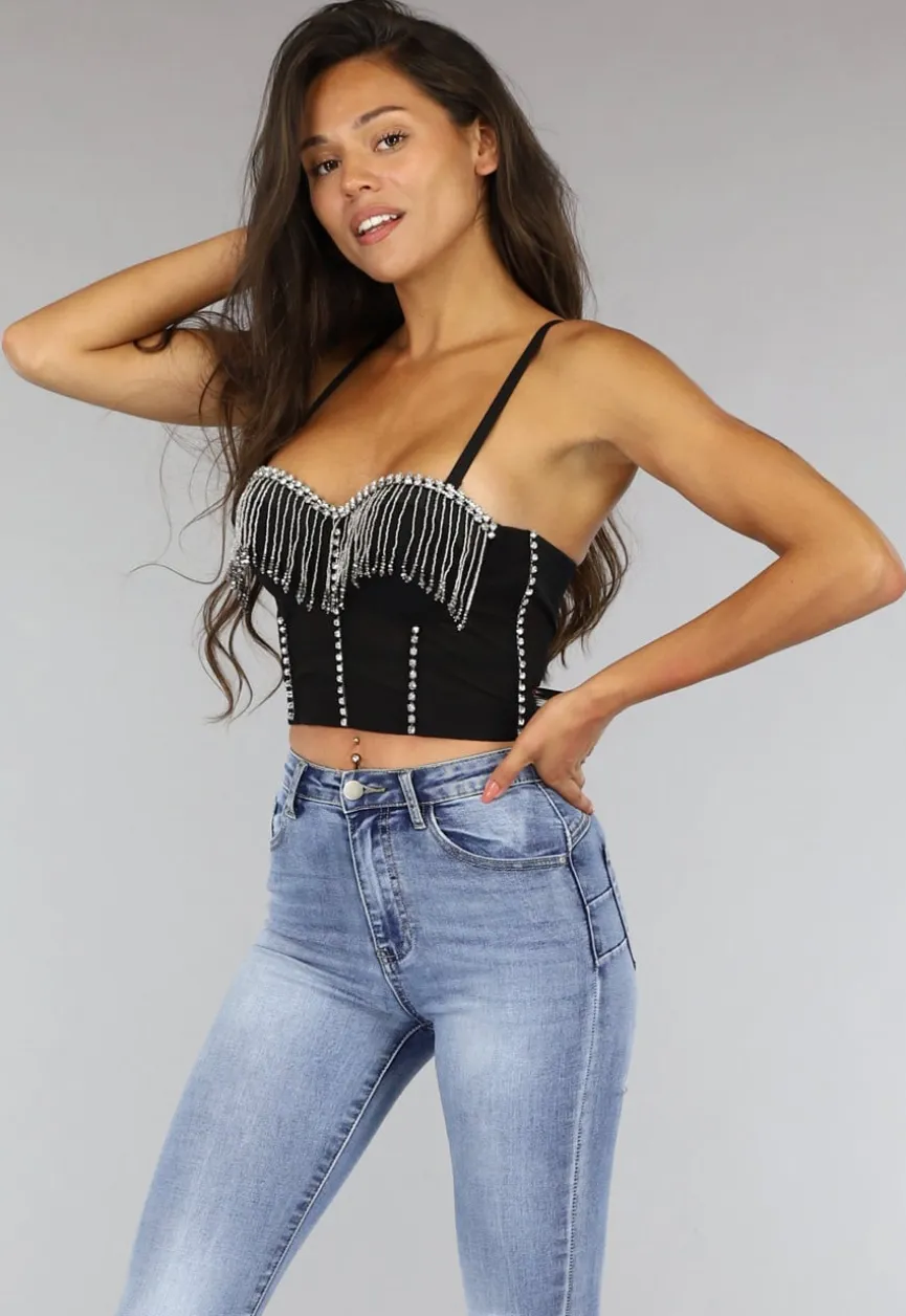 Zwarte Push Up Glamour Bustier