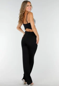 Zwarte Push Up Strass Bustier