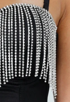 Zwarte Push Up Strass Bustier