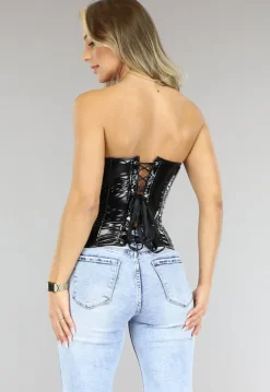 Zwarte PVC Korset met Riempjes