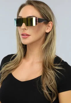 Zwarte Rave Bril met Spiegelglas