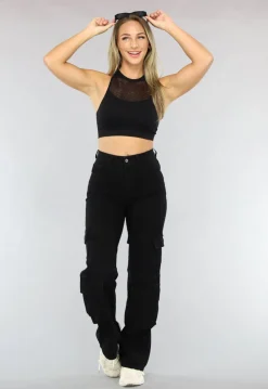 Zwarte Rave Top met Fishnet Detail