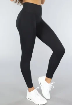 Zwarte Ribstof Sport Broek met Scrunch