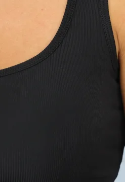 Zwarte Rib Tanktop met Pads