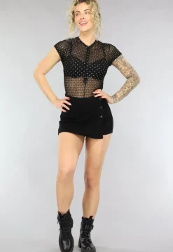 Zwarte See Through Bodysuit met Glitters