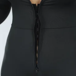 Zwarte Shaping Jumpsuit met Rits en Lange Mouwen
