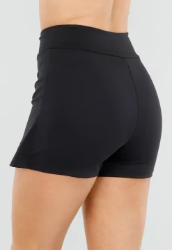 Zwarte Skort met Split en Elastische Tailleband