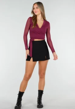 Zwarte Skort met Stretch en Splitjes