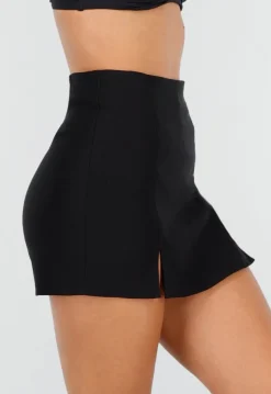 Zwarte Skort met Stretch en Splitjes