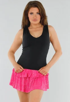 Zwarte Slim Fit Mouwloze Top met Diepe V-Hals