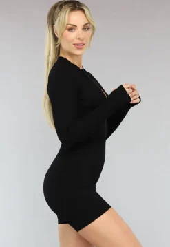 Zwarte Sportieve Stretch Playsuit