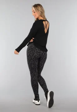 Zwarte Sportieve Top met Open Rug
