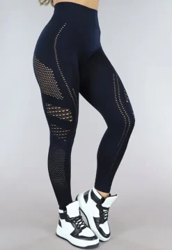 Zwarte Sportlegging met Fishnet Detail